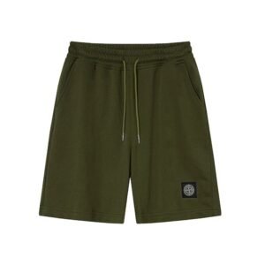 Stone Island Badge Casual Style Army Green Shorts