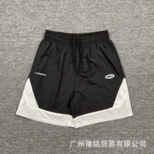 Corteiz Street Style Black and White Colorblock Casual Shorts