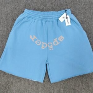 Sp5der Foam Print Street Style Light Blue Shorts