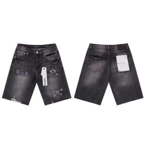 PurpleGodspeed High Street Ripped Black Gray Denim Shorts