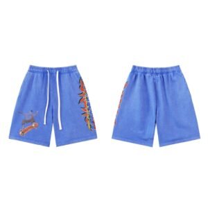 Godspeed Skate Print Street Style Blue Shorts