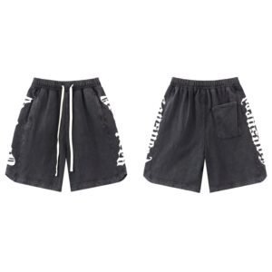 Godspeed Gothic Print Street Style Charcoal Black Shorts