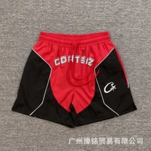 Corteiz Star Logo Street Style Red and Black Sports Shorts