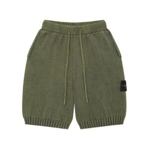 Stone Island Knit Techwear Style Military Green Shorts