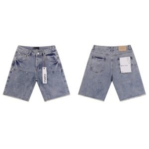 Godspeed Ink-splashing Street Style Light Blue Denim Shorts