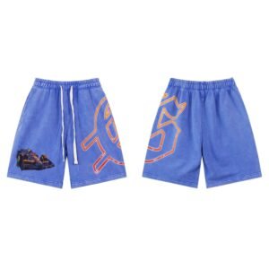 Godspeed Racing Print Street Style Blue Shorts