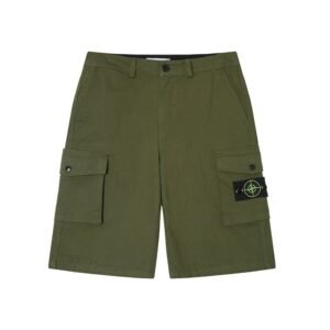 Stone Island Techwear Style Army Green Cargo Shorts