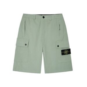 Stone Island Techwear-style Multi-pocket Light Green Cargo Shorts