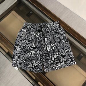 Dior Graffiti Collection Trendy Cool Style Black and White Shorts