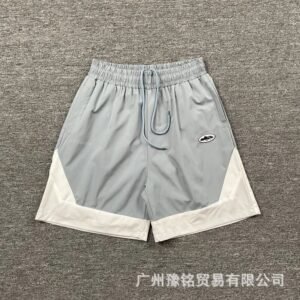 Corteiz Street Style Light Grey and White Colorblock Athletic Shorts