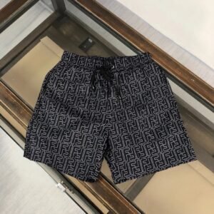 Fendi Double F Collection Vintage Monogram Style Black Shorts
