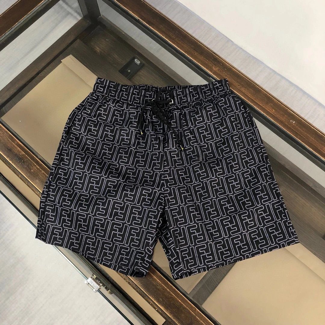 Fendi Double F Collection Vintage Monogram Style Black Shorts