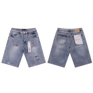 PurpleGodspeed Distressed Light Blue Denim Shorts