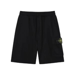 Stone Island Compass Logo Workwear Style Black Shorts