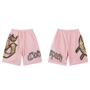 Godspeed Printed Vintage Style Pink Shorts