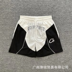 Corteiz Letter Print Street Style Black and White Sports Shorts