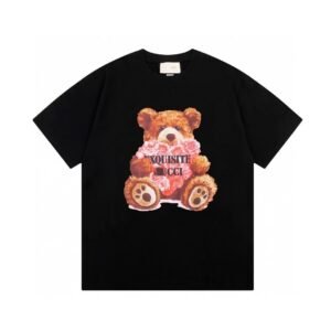 Gucci Teddy Rose Print Streetwear Black T-Shirt