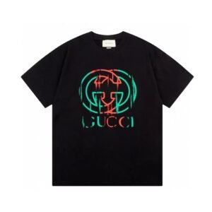 Gucci Double G Graffiti Street Style Black Short Sleeve T-Shirt