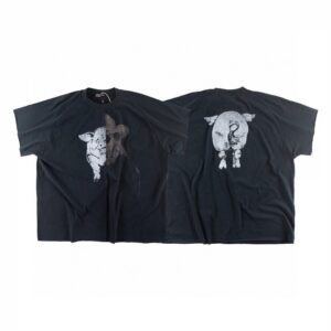 ERD GRJKD Pig Head Print High Street Black T-Shirt