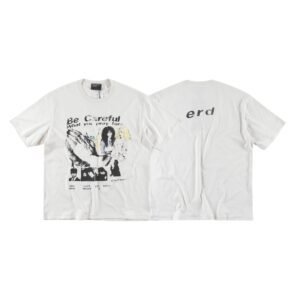 ERD Vintage Portrait Print Off-white Short-sleeved T-Shirt