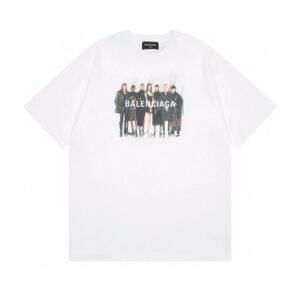Balenciaga Trendy and Cool Style Portrait Print White T-shirt