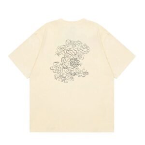 KENZO Auspicious Cloud Tiger Embroidery Chinese Style Beige Apricot Short Sleeve T-Shirt
