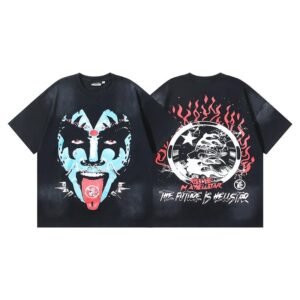 Hellstar Grimace Print Street Style Black T-Shirt