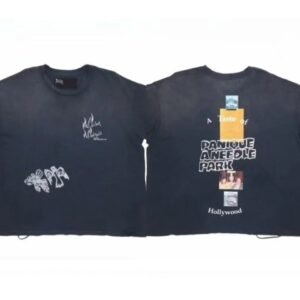 Paly Hollywood Print Vintage Style Navy Blue T-shirt