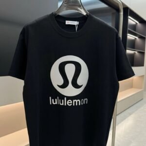 lululemon Printed Casual Sports Style Black T-Shirt