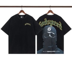Godspeed Skull Print Street Style Black T-Shirt