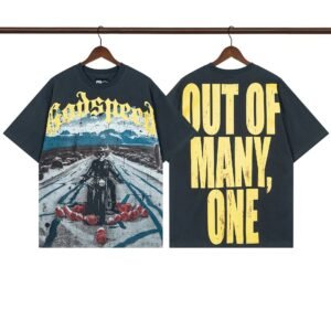 Godspeed Print Biker Style Dark Gray T-Shirt