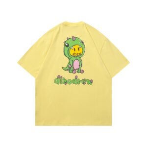 DREW Dinosaur Print Street Style Yellow Short-sleeve T-shirt
