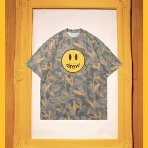DREW Smiley Street Style Green and Yellow All-over Print Short Sleeve T-Shirt