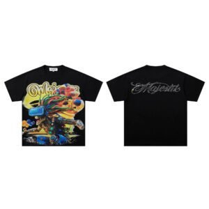 MAJESTIK Cyber Print Street Style Black T-Shirt
