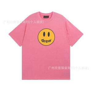 DREW Smiley Series Street Trend Style Pink Short Sleeve T-Shirt