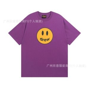 DREW Smiley Face Street Style Purple Short Sleeve T-shirt