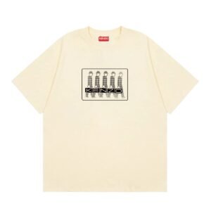 KENZO Character Print Casual Style Beige T-shirt