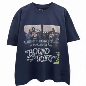 Paly Hollywood Printed Vintage Navy Blue Short Sleeve T-shirt