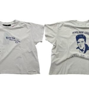 Paly Hollywood Elvis Vintage Distressed White T-Shirt