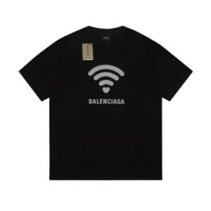 Balenciaga WiFi Printed Trendy Black T-shirt