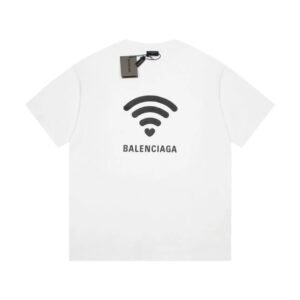 Balenciaga WiFi Printed Trendy White T-shirt