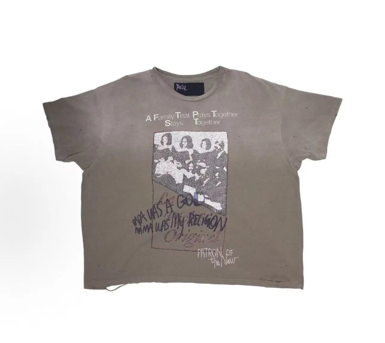 Paly Hollywood Portrait Print Vintage Gray T-shirt