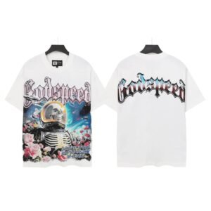 Godspeed Skull Rose Gothic Style White T-shirt