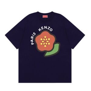 KENZO Parisian Floral Casual Navy Blue Short Sleeve T-Shirt