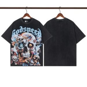 Godspeed Skull Print Street Style Black T-shirt