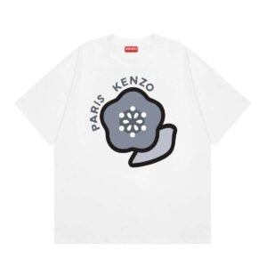 KENZO Begonia Print Casual Style White T-Shirt