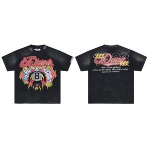 DUAA Black Eight Series American Retro Black T-Shirt