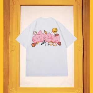 DREW Cloud Print Street Style White Short-sleeve T-shirt