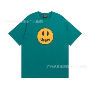 DREW Smiley Face Casual Style Lake Green Short Sleeve T-shirt