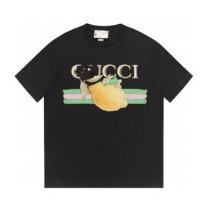 Gucci Lemon Print Casual Style Black T-shirt